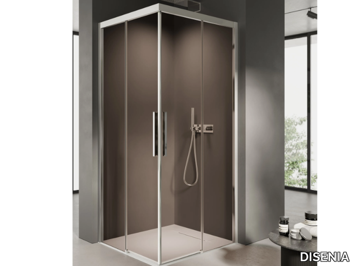 FOCUS 4 - Square glass shower cabin with sliding door _ DISENIA