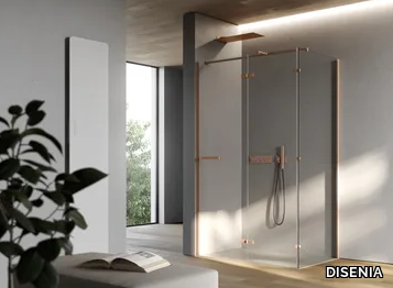 SMART 4 - Corner rectangular glass shower cabin with hinged door _ DISENIA