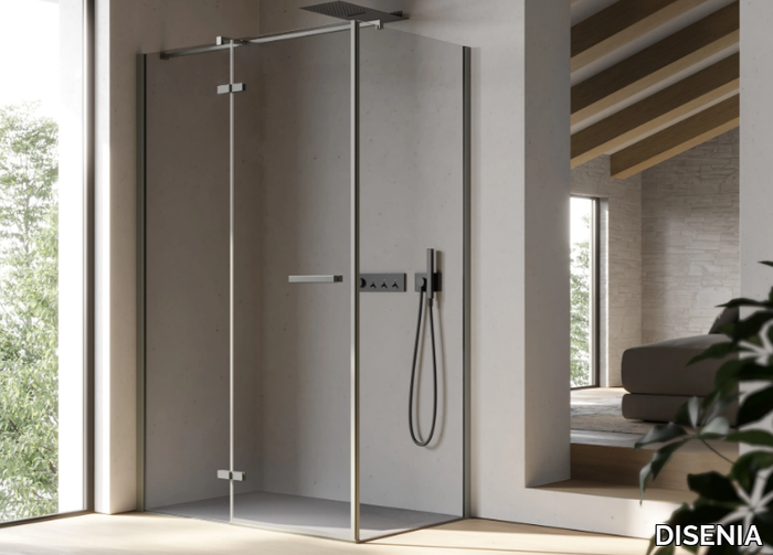 SMART 3 - Corner rectangular glass shower cabin with hinged door _ DISENIA