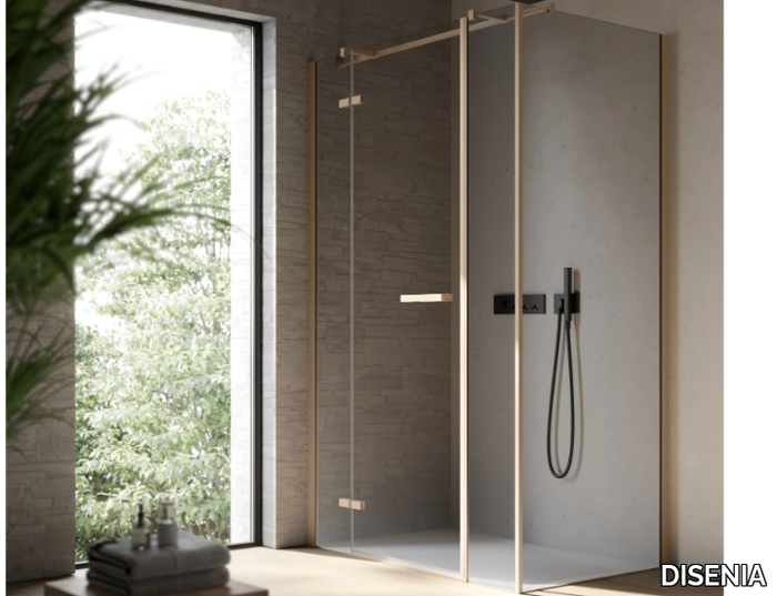 SMART 5 - Corner rectangular glass shower cabin with hinged door _ DISENIA