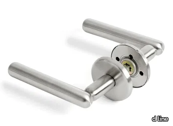 PEBBLE - Stainless steel door handle on rose _ d line