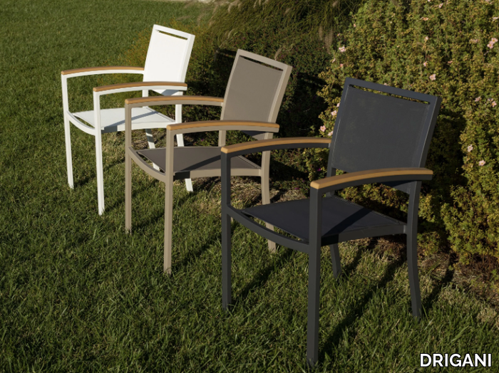 CLUB - Stackable aluminium garden chair with armrests _ DRIGANI