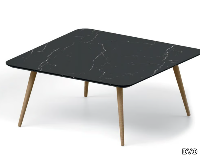 Coffee table - Porcelain stoneware and wooden high side table _ DVO