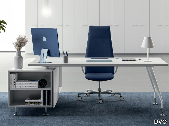 DAKAR - Rectangular melamine office desk with shelves _ DVO