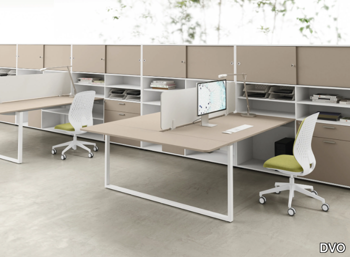 DV802 - L-shaped multiple wooden workstation desk _ DVO