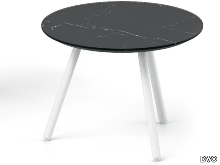 Round coffee table - Porcelain stoneware and metal high side table _ DVO