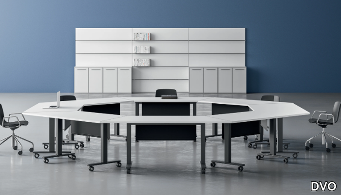 SPECIAL TABLE - Modular melamine and metal meeting table _ DVO