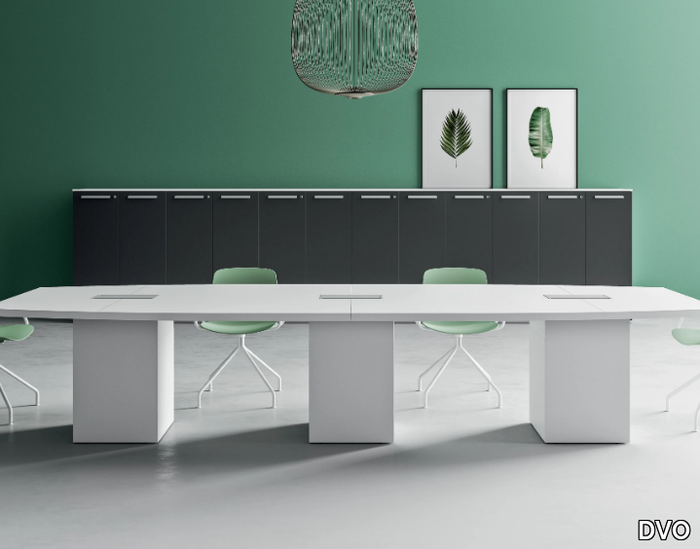 SPECIAL TABLE - Rectangular melamine meeting table with cable management _ DVO