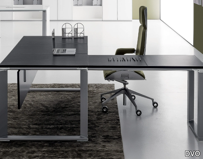 VERTIGO - Sectional extruded aluminium and tanned leather office desk _ DVO