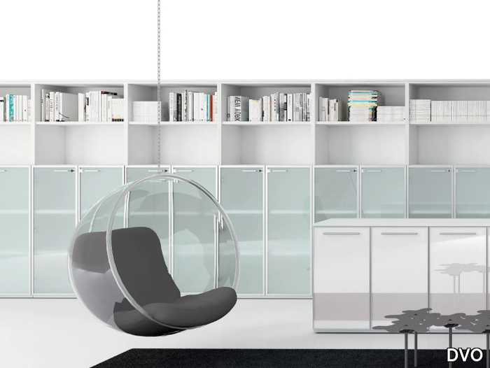 UNIVERSAL STORAGES - Wood and glass office storage unit / office shelving _ DVO