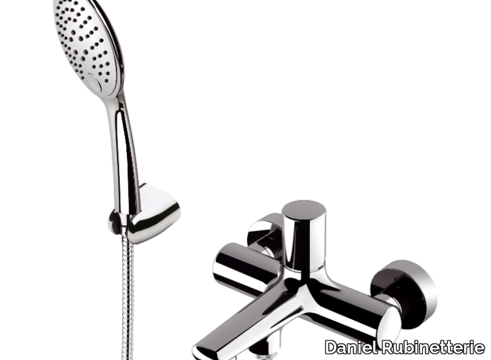 FUSION - 2 hole external brass bathtub mixer with hand shower _ Daniel Rubinetterie