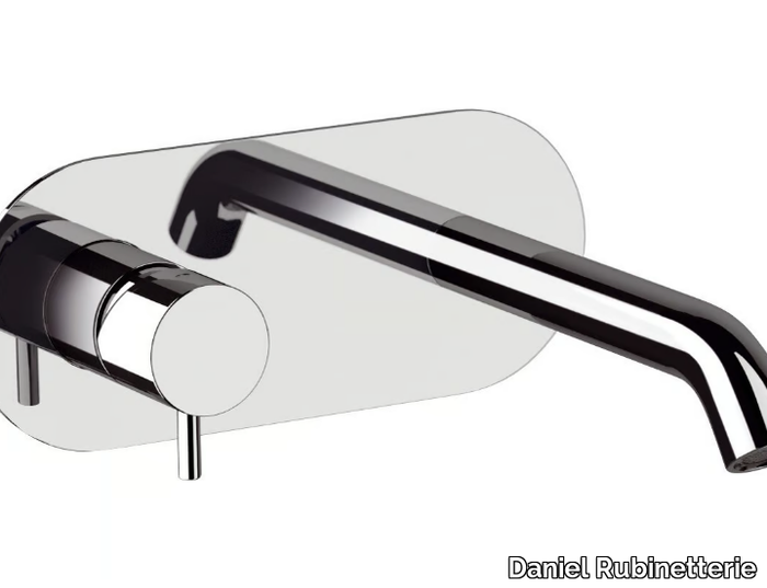 TOKYO - Wall-mounted single handle brass washbasin mixer with plate _ Daniel Rubinetterie