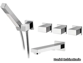 TWIN - 5 hole wall-mounted bathtub tap with hand shower _ Daniel Rubinetterie