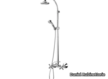 REVIVAL - Wall-mounted chromed brass shower panel with hand shower _ Daniel Rubinetterie