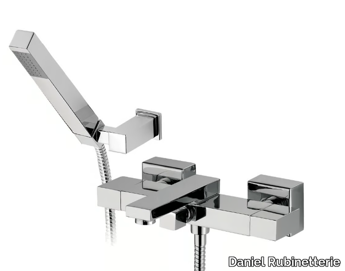 TWIN - Wall-mounted bathtub mixer with hand shower _ Daniel Rubinetterie