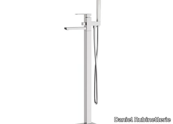 SKYLINE - Floor standing chromed brass bathtub mixer with hand shower _ Daniel Rubinetterie