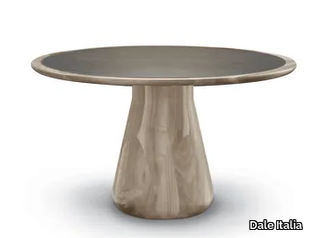 CONVIVIO B-680 - Round table in walnut and leather _ Dale Italia