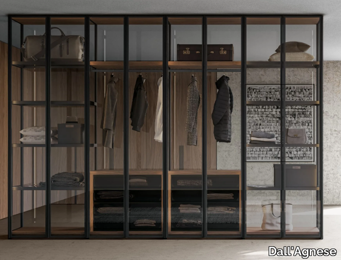 GLASS ALL - Sectional glass and aluminium wardrobe _ Dall'Agnese