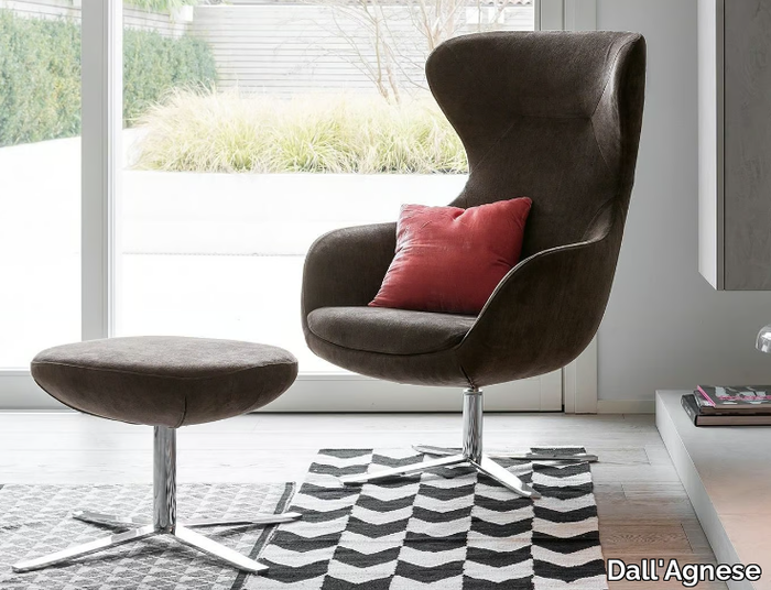 MADAME - Wing fabric armchair with footstool _ Dall'Agnese