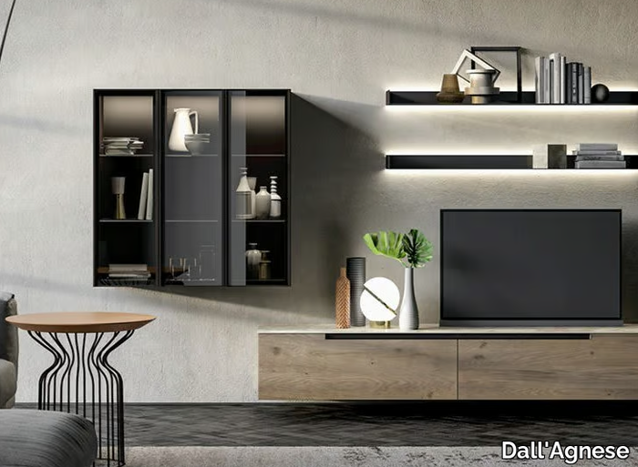 SLIM UP 07 - Wall-mounted storage wall with integrated lighting _ Dall'Agnese