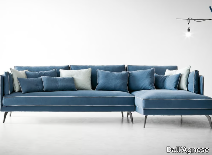 MILTON - Cotton sofa with chaise longue _ Dall'Agnese