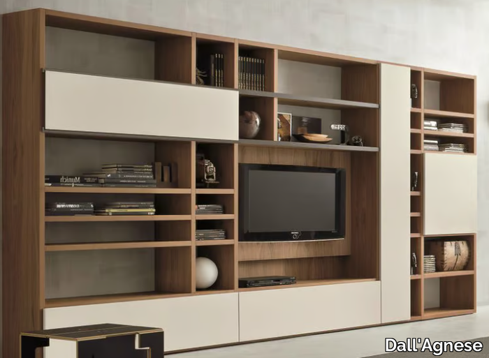 SPEED H - Walnut TV wall system _ Dall'Agnese