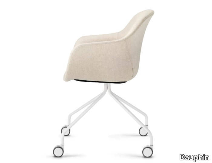 FIORE CLUB - Swivel fabric chair with castors _ Dauphin