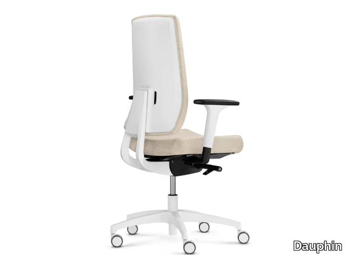 INDEED WHITE - Swivel height-adjustable fabric office chair with 5-Spoke base _ Dauphin