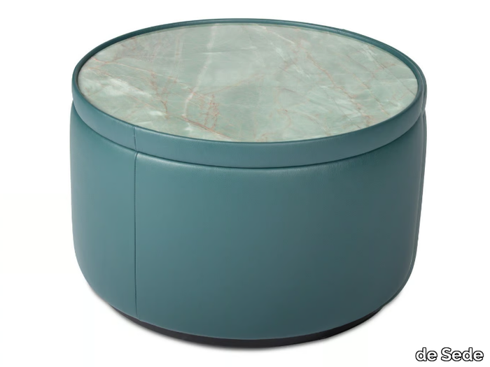 DS-800 BISCUIT - Round low leather coffee table with marble top _ de Sede