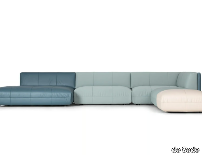 DS-1030 FLATTER - Sectional leather and fabric sofa _ de Sede