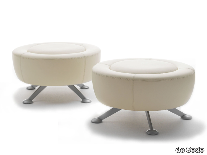 DS-164 SLIDE - Upholstered round leather pouf _ de Sede