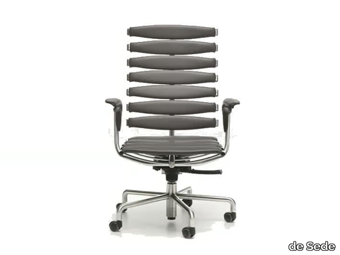 DS-2100 SKELETON - Leather office chair with castors, armrests and 5-Spoke base _ de Sede