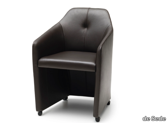 DS-279 GUSTO - Leather easy chair with castors and armrests _ de Sede