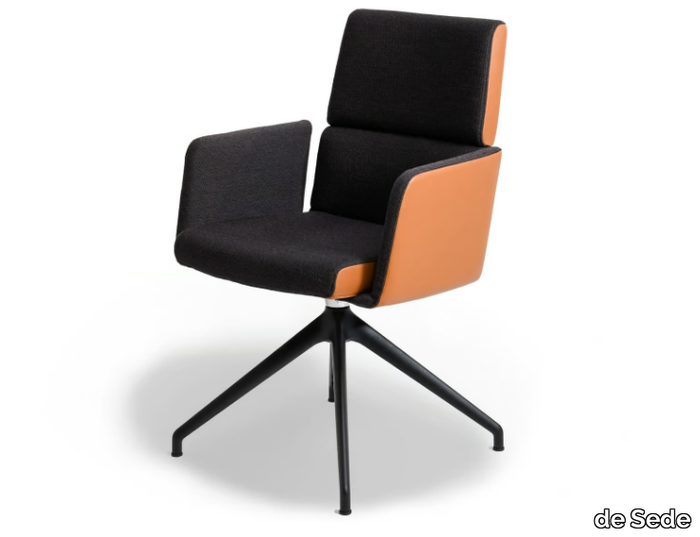 DS-414 - Height-adjustable trestle-based leather and fabric office chair _ de Sede