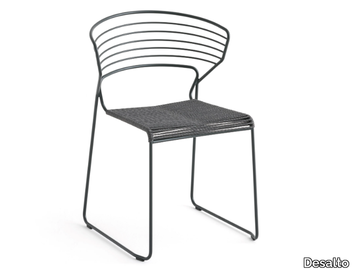 KOKI WIRE - Sled base steel chair with polyester rope seat _ Desalto