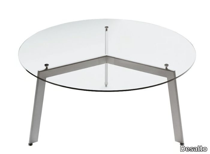 LINK - Round glass and steel table _ Desalto