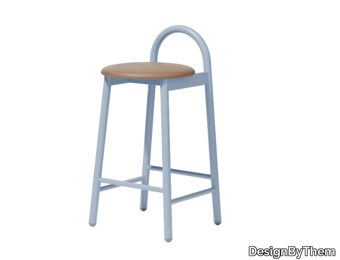 BOBBY - High powder coated steel stool with integrated cushion _ DesignByThem