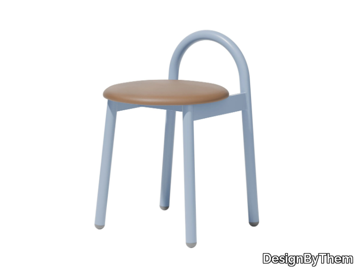 BOBBY - Low powder coated steel stool with integrated cushion _ DesignByThem