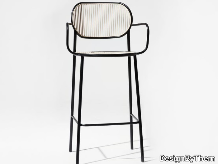 PIPER - High stainless steel stool with armrests _ DesignByThem