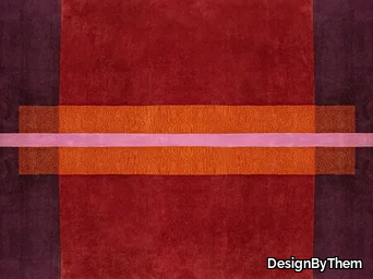 OVERLAY RECTANGLE BURGUNDY - NO FRINGE - Rectangular wool rug with geometric shapes _ DesignByThem