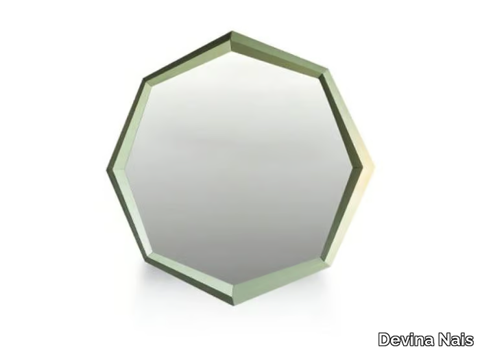 DIAMOND - Contemporary style framed wall-mounted round wooden mirror _ Devina Nais