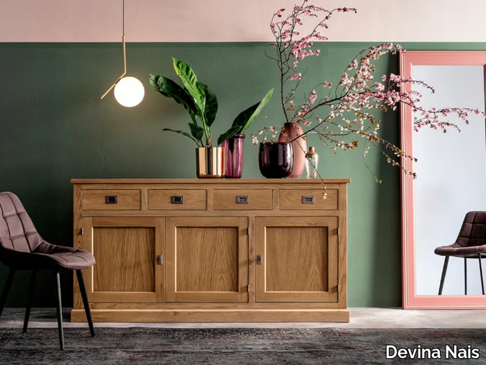 ENGLISH - Contemporary style wooden sideboard with doors with sliding doors with drawers _ Devina Nais