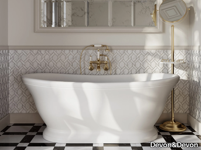 AURORA WHITE - Freestanding White Tec Plus bathtub _ Devon&Devon