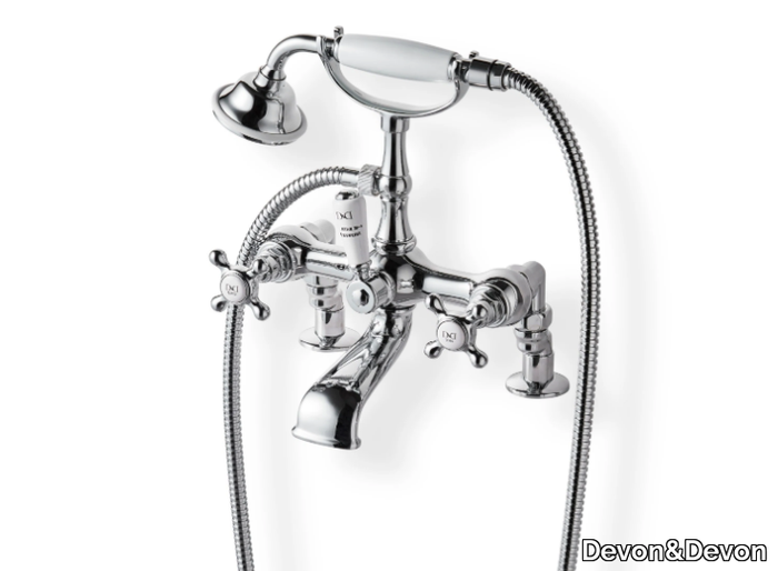 AUSTIN - 2 hole floor standing bathtub mixer with hand shower _ Devon&Devon