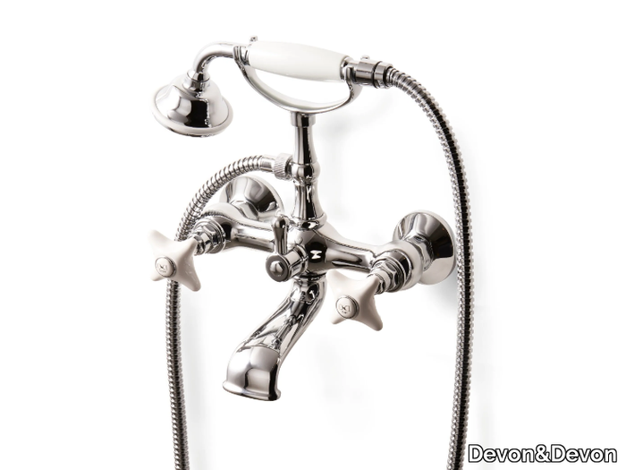 WHITE ROSE - Wall-mounted bathtub tap with hand shower _ Devon&Devon