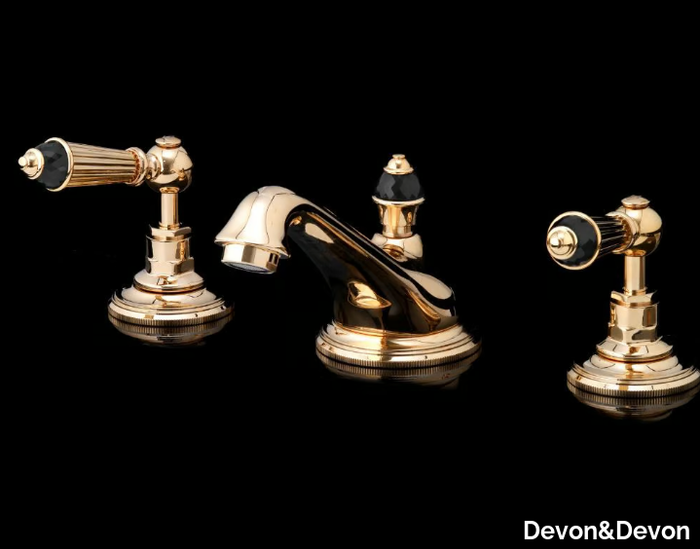 BLACK DIAMOND - Washbasin tap with individual rosettes _ Devon&Devon