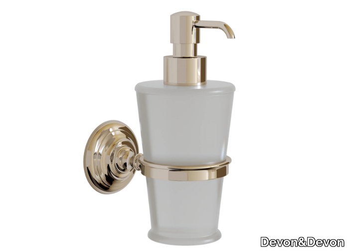 CHELSEA - Wall-mounted glass and brass Bathroom soap dispenser _ Devon&Devon