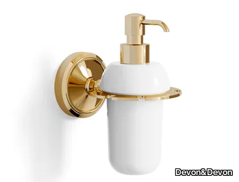 ANTIQUE GEORGIAN - Wall-mounted ceramic and brass Bathroom soap dispenser _ Devon&Devon