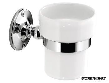 CAVENDISH - Wall-mounted ceramic and brass toothbrush holder _ Devon&Devon