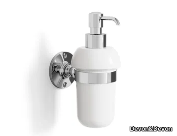 CAVENDISH - Wall-mounted ceramic and brass Bathroom soap dispenser _ Devon&Devon